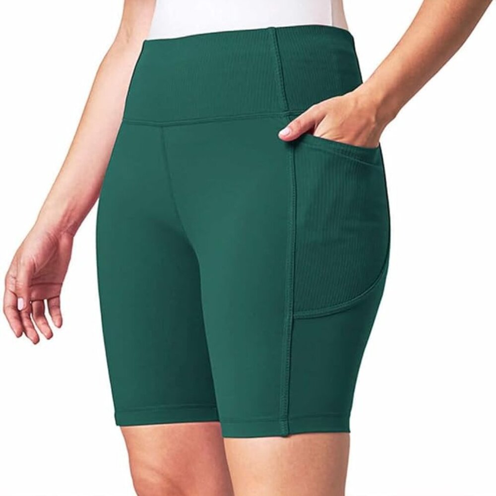 High Waisted Moisture Wick Biker Shorts L